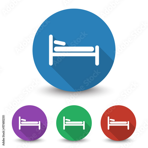 White Bed icon in different colors set