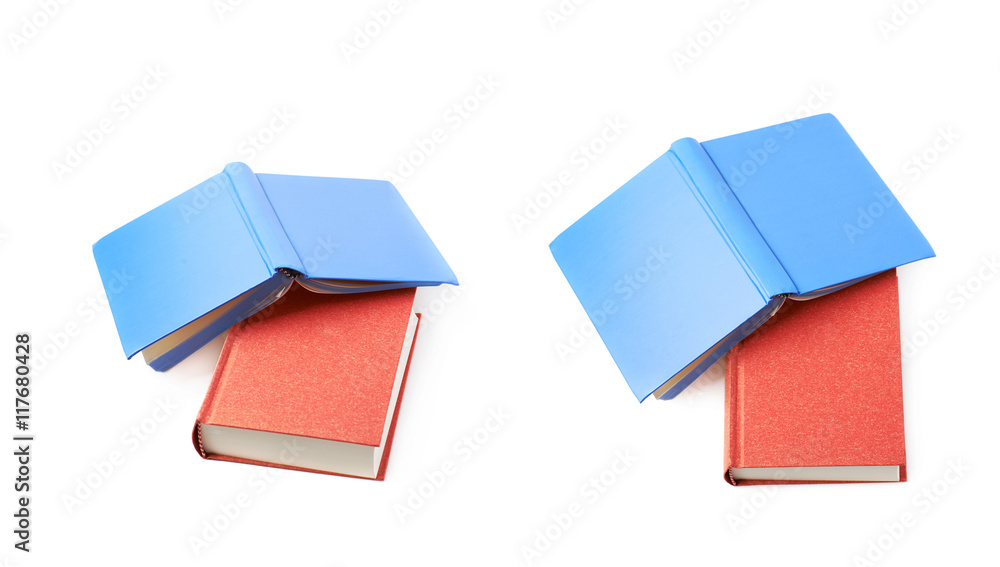 Fototapeta premium Red and blue book composition isolated