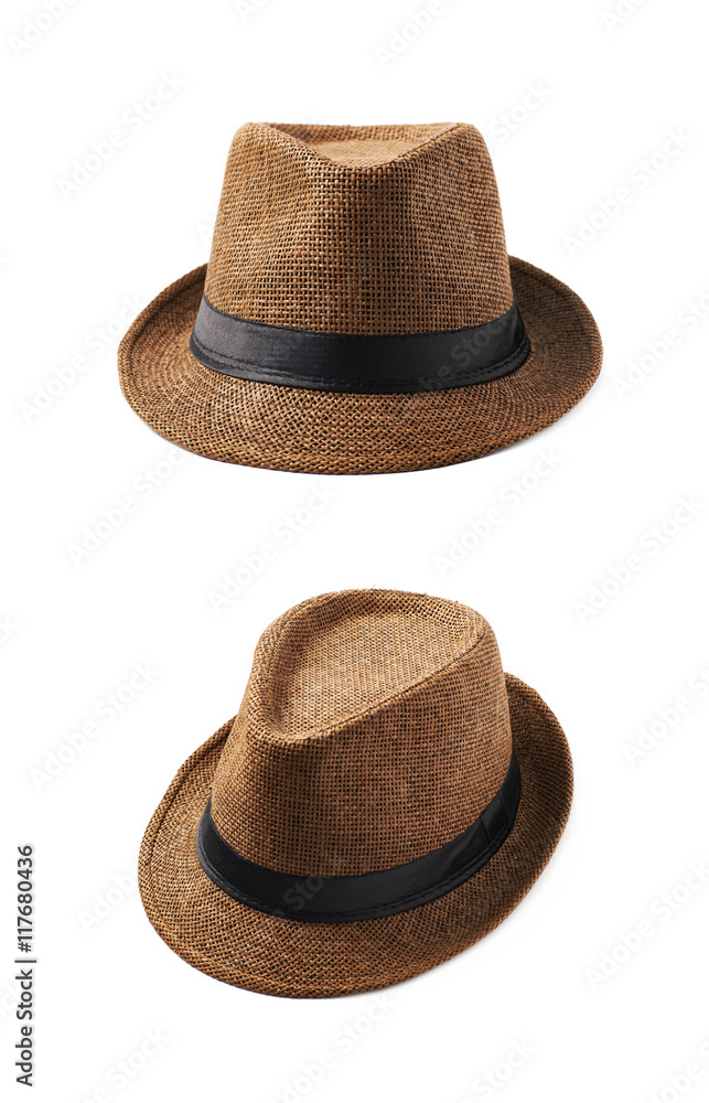 Brown fedora hat isolated