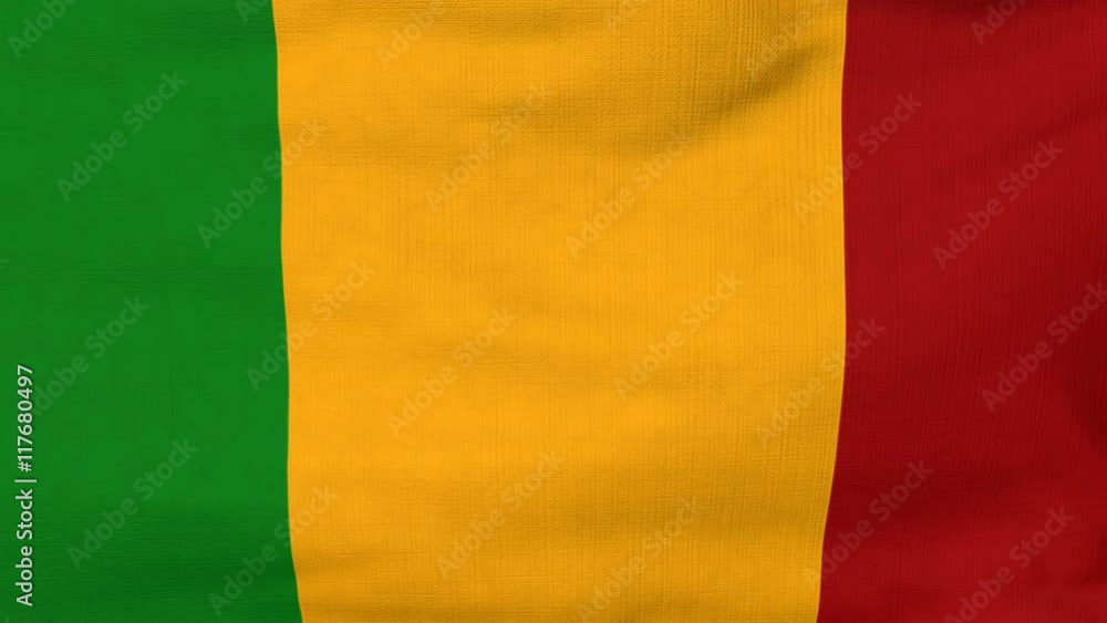 National flag of Mali flying and waving on the wind. Sate symbol of Malian nation and government. Computer generated animation. National flag of Mali flying and waving on the wind. Sate symbol of Malian nation and government. Computer generated animation.