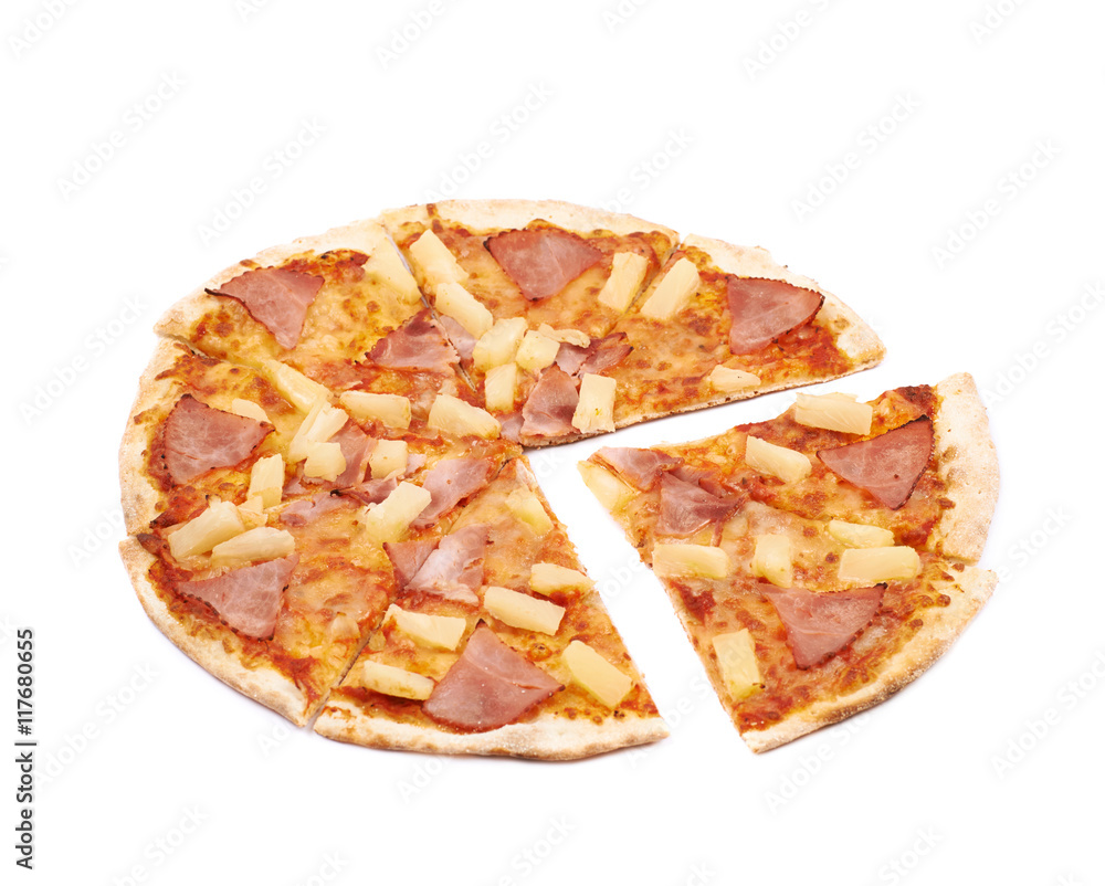 Hawaiian pizza composition isolated Hawaiian pizza composition isolated
