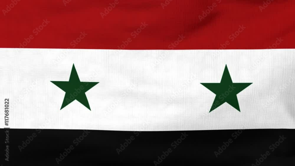 National flag of Syria flying and waving on the wind. Sate symbol of Syrian nation and government. Computer generated animation. National flag of Syria flying and waving on the wind. Sate symbol of Syrian nation and government. Computer generated animation.