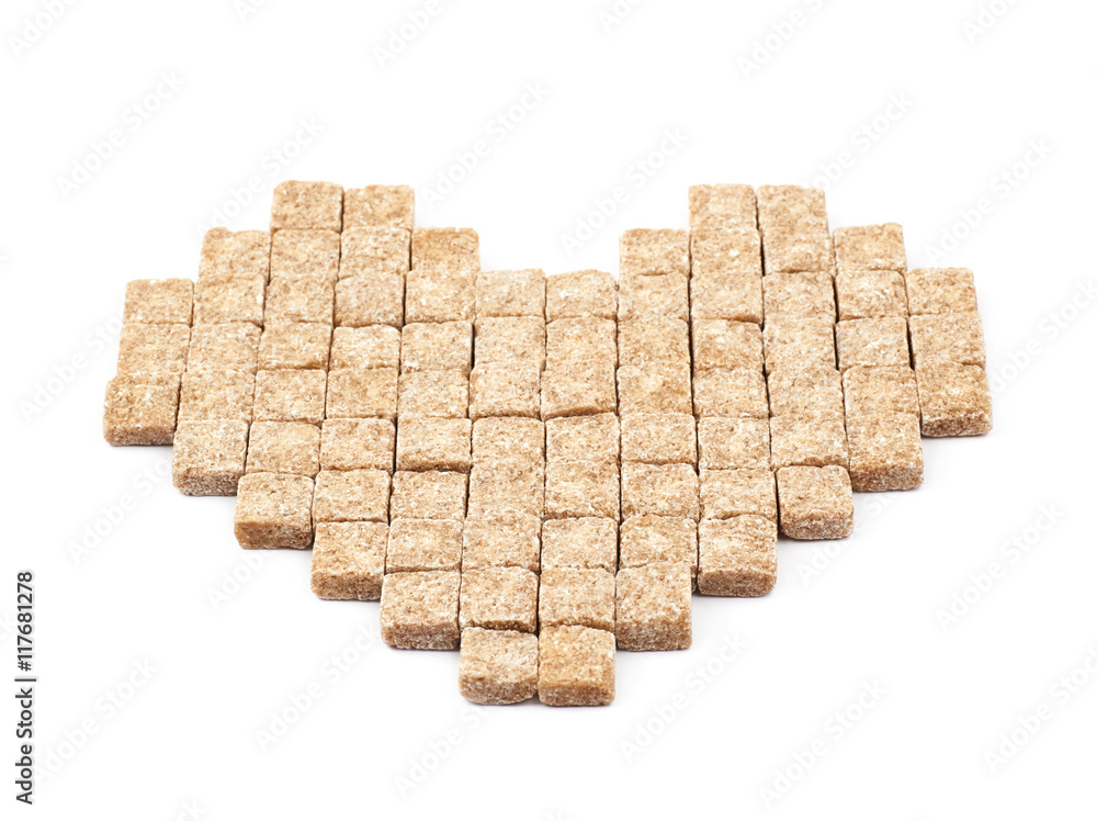 Heart shape made of sugar cubes isolated Heart shape made of sugar cubes isolated