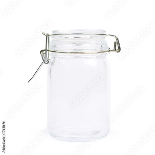 Glass jar with a lid isolated