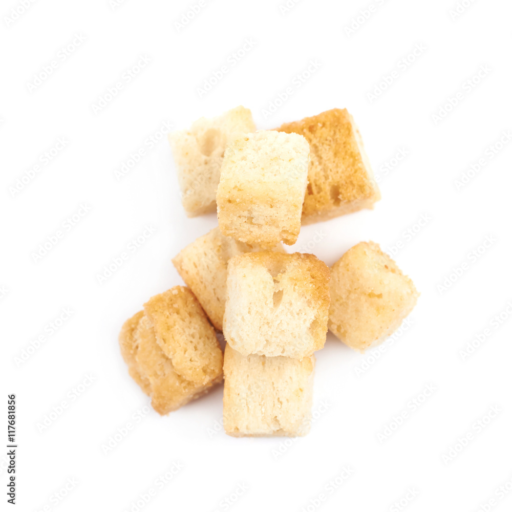 Pile of garlic croutons isolated Pile of garlic croutons isolated