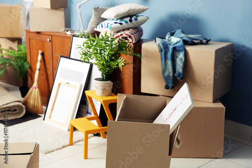 Packed household goods for moving into new house