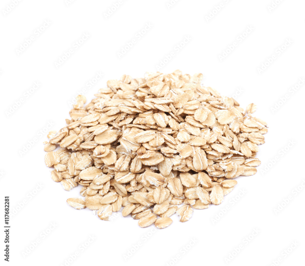 Pile of oatmeal flakes isolated