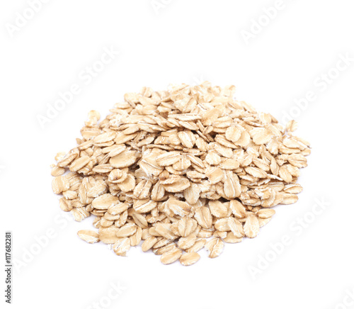 Pile of oatmeal flakes isolated