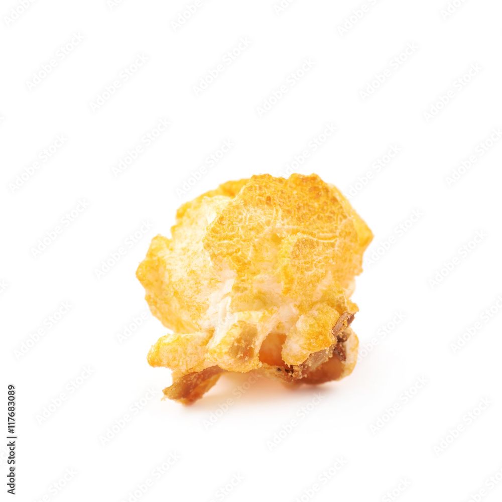Single popcorn flake isolated Single popcorn flake isolated