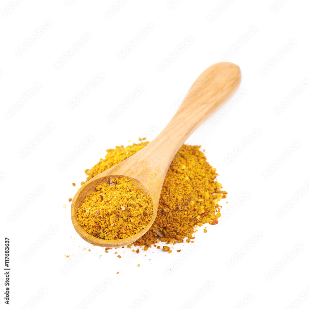 Pile of powdered curry spice isolated Pile of powdered curry spice isolated