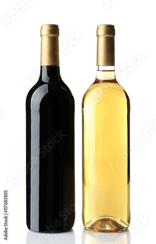Two bottles of wine isolated on white