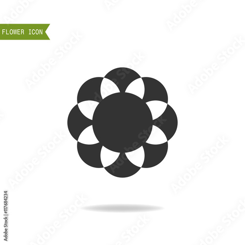 Floral flat icon  symbol. Silhouette flower isolated on white background.