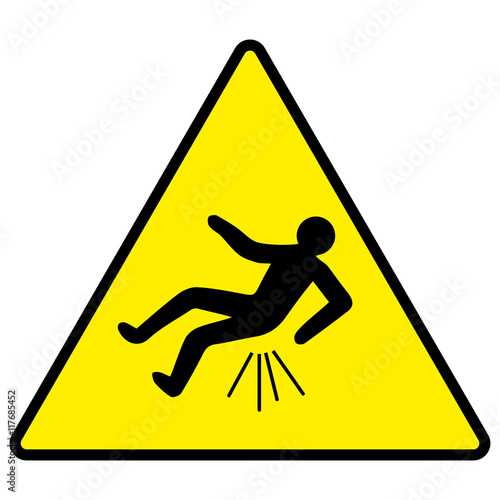 caution you can fall Butthurt, yellow sign with falling man, trauma, vector illustration for print or website design photo