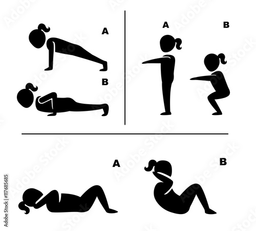 exercise poses for healthy pictograms illustration