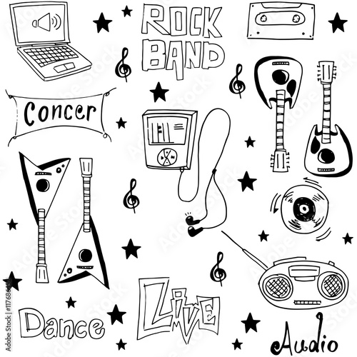 Doodle of music icon set