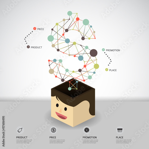 Business Concept thinking dollar symbol Modern Design light dot infographic template
