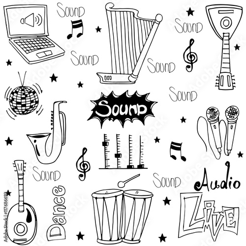 Doodle of trditional music tools