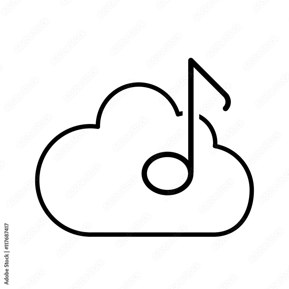 music note cloud melody sound icon. Isolated and flat illustration. Vector graphic music note cloud melody sound icon. Isolated and flat illustration. Vector graphic
