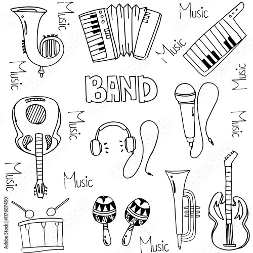 Doodle of hand draw music pack