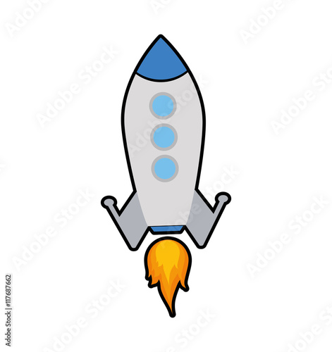 Rocket spaceship science technology icon. Isolated and flat illustration. Vector graphic