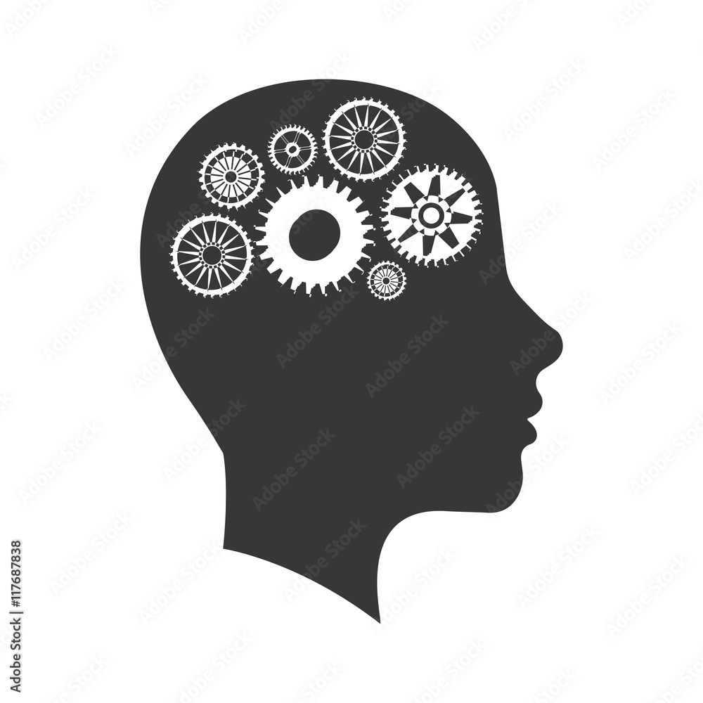 cog gear head man machine part technology icon. Isolated and flat illustration. Vector graphic cog gear head man machine part technology icon. Isolated and flat illustration. Vector graphic
