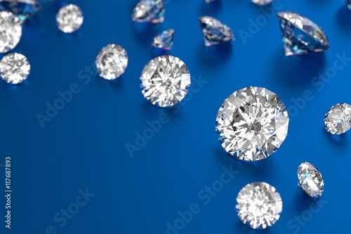 Luxury diamonds on blue background