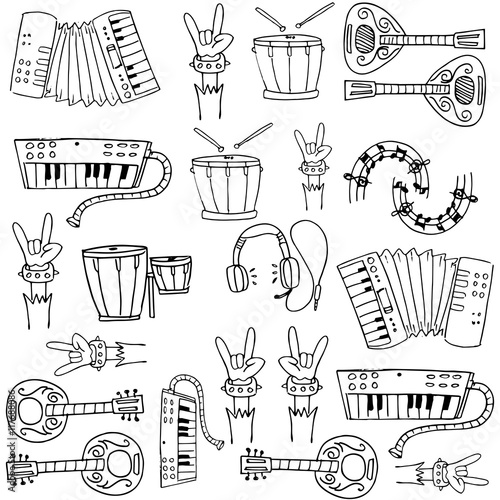 Doodle of music collection stock