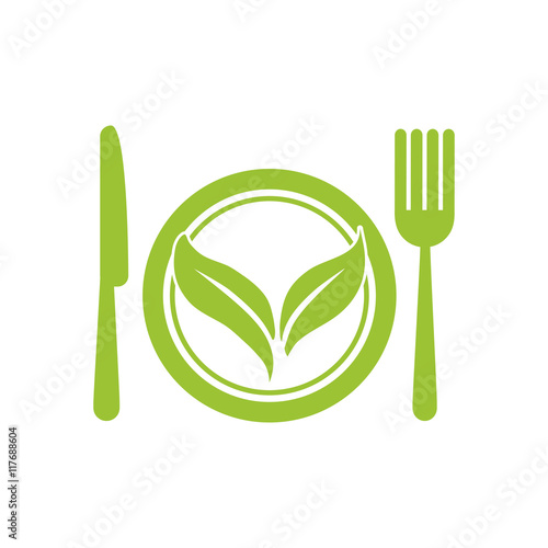 leaf cutlery product healthy food icon. Isolated and flat illustration. Vector graphic