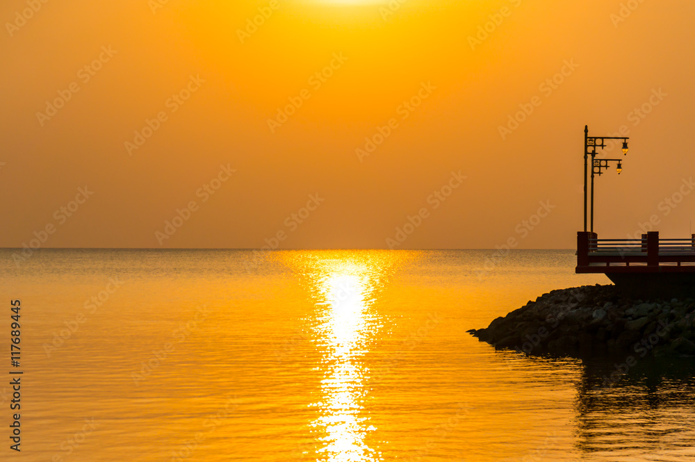 Public area sunrise at Saranvitee bridge at ao prachuab, Prachuap Khiri Khan province,thailand Public area sunrise at Saranvitee bridge at ao prachuab, Prachuap Khiri Khan province,thailand