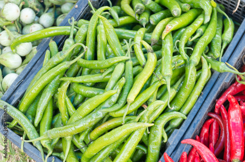 stall of chilli at the market