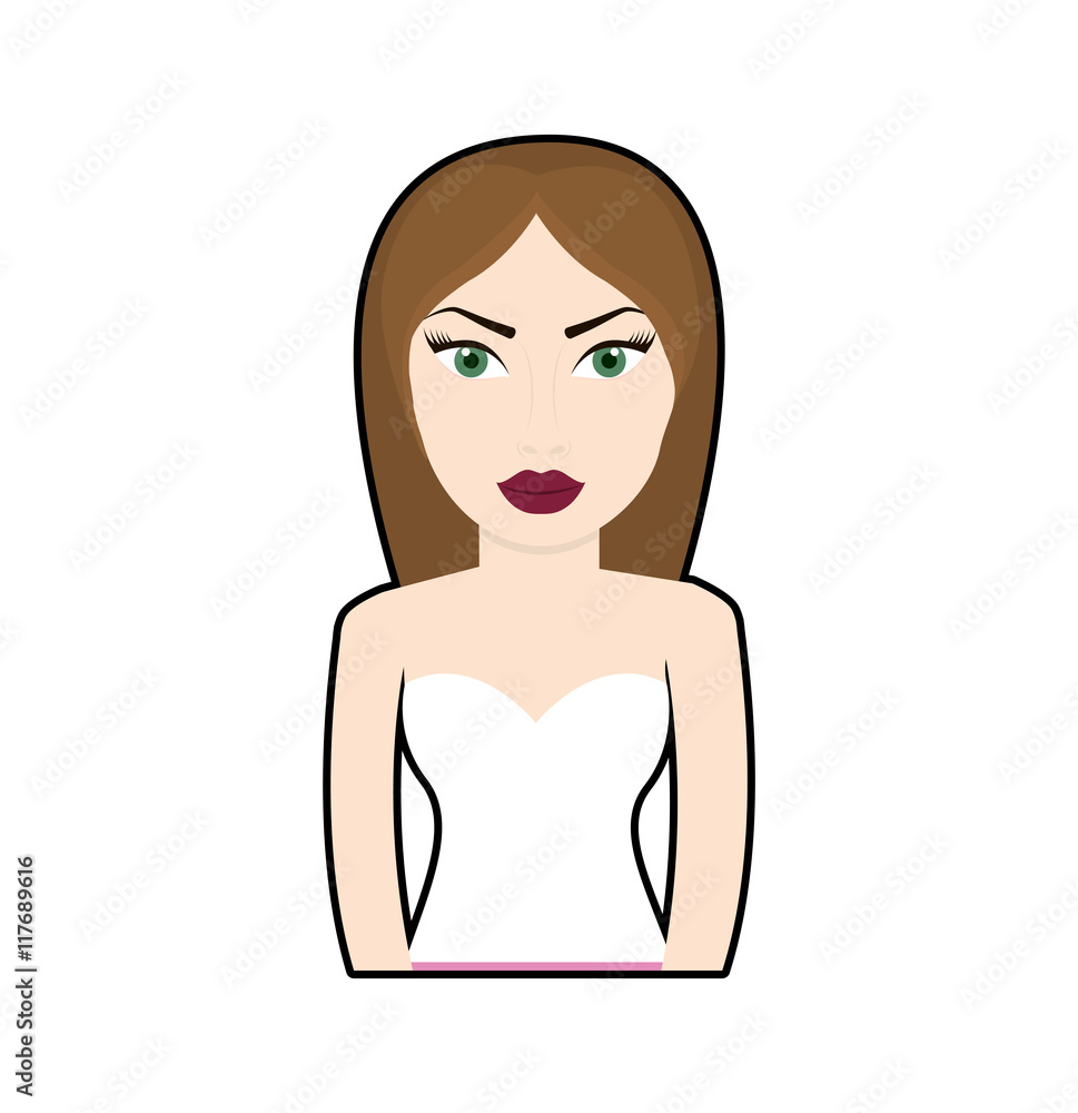 woman dress girl female person hair avatar icon. Isolated and flat illustration. Vector graphic woman dress girl female person hair avatar icon. Isolated and flat illustration. Vector graphic