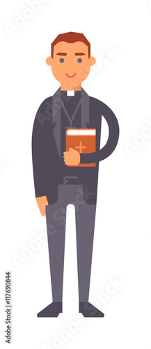 Priest man vector illustration