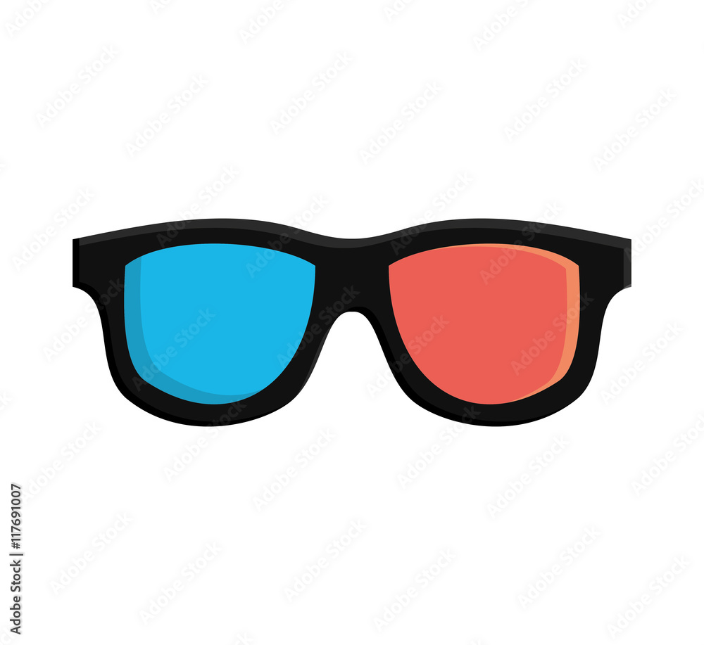 3d glasses film cinema movie icon. Isolated and flat illustration. Vector graphic