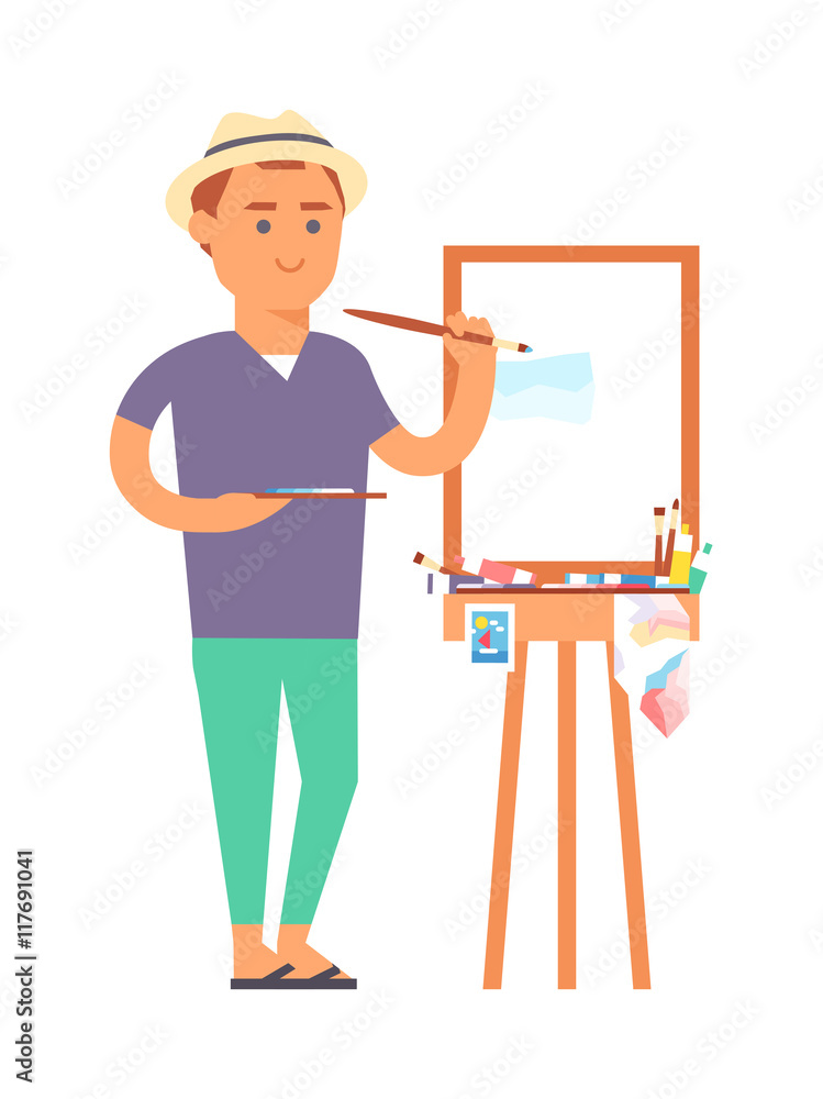 Artist creative boy vector character Artist creative boy vector character