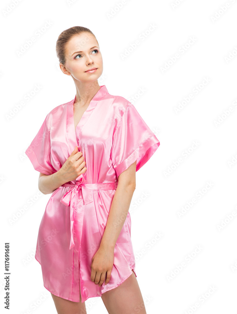 woman in bathrobe