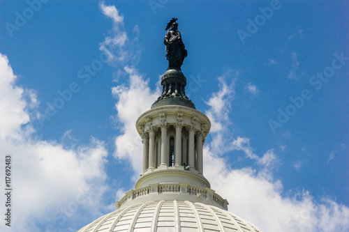 US Capitol Building on a clear day with blue sky. Senate and House of Representatives of the United States Government