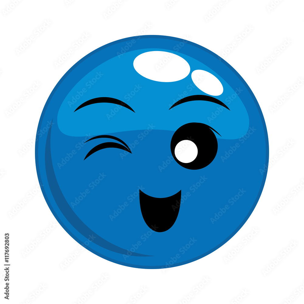 Fototapeta premium happy face cartoon sphere expression emotion icon. Isolated and flat illustration. Vector graphic