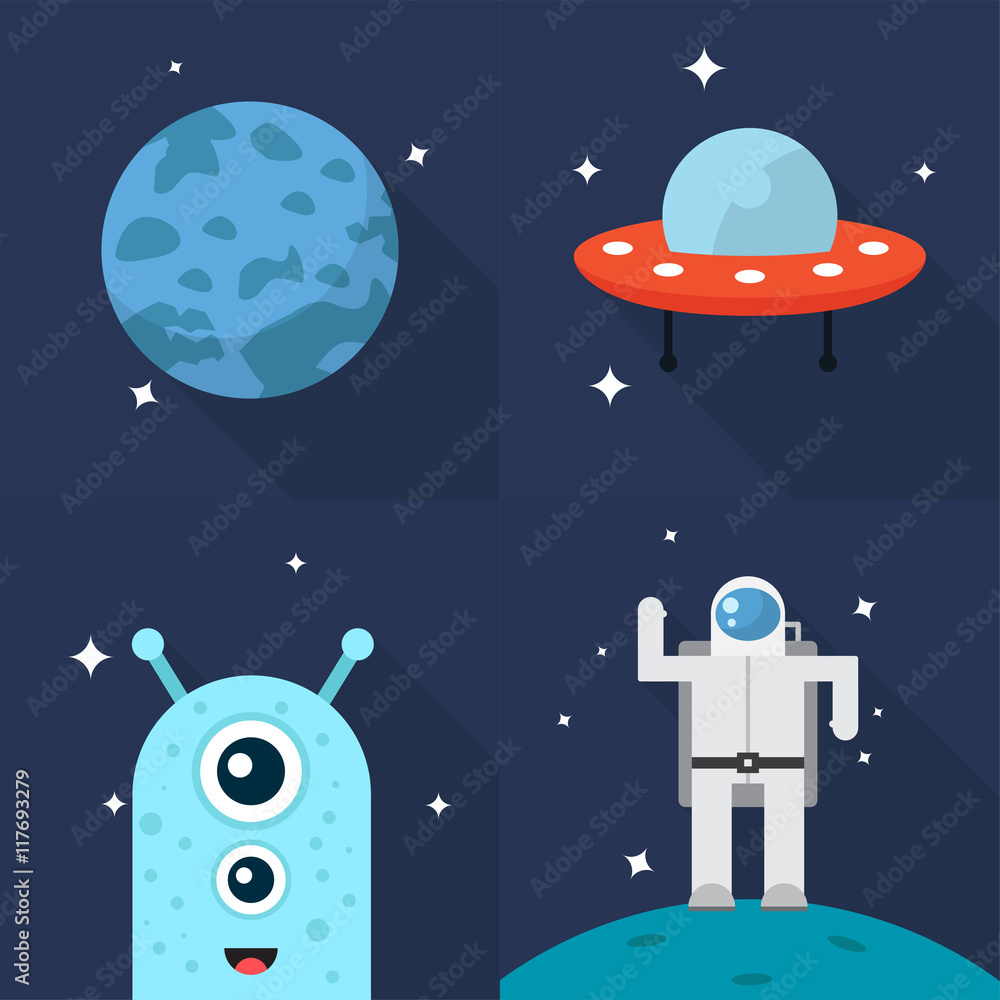 Naklejka premium Space Icons Set