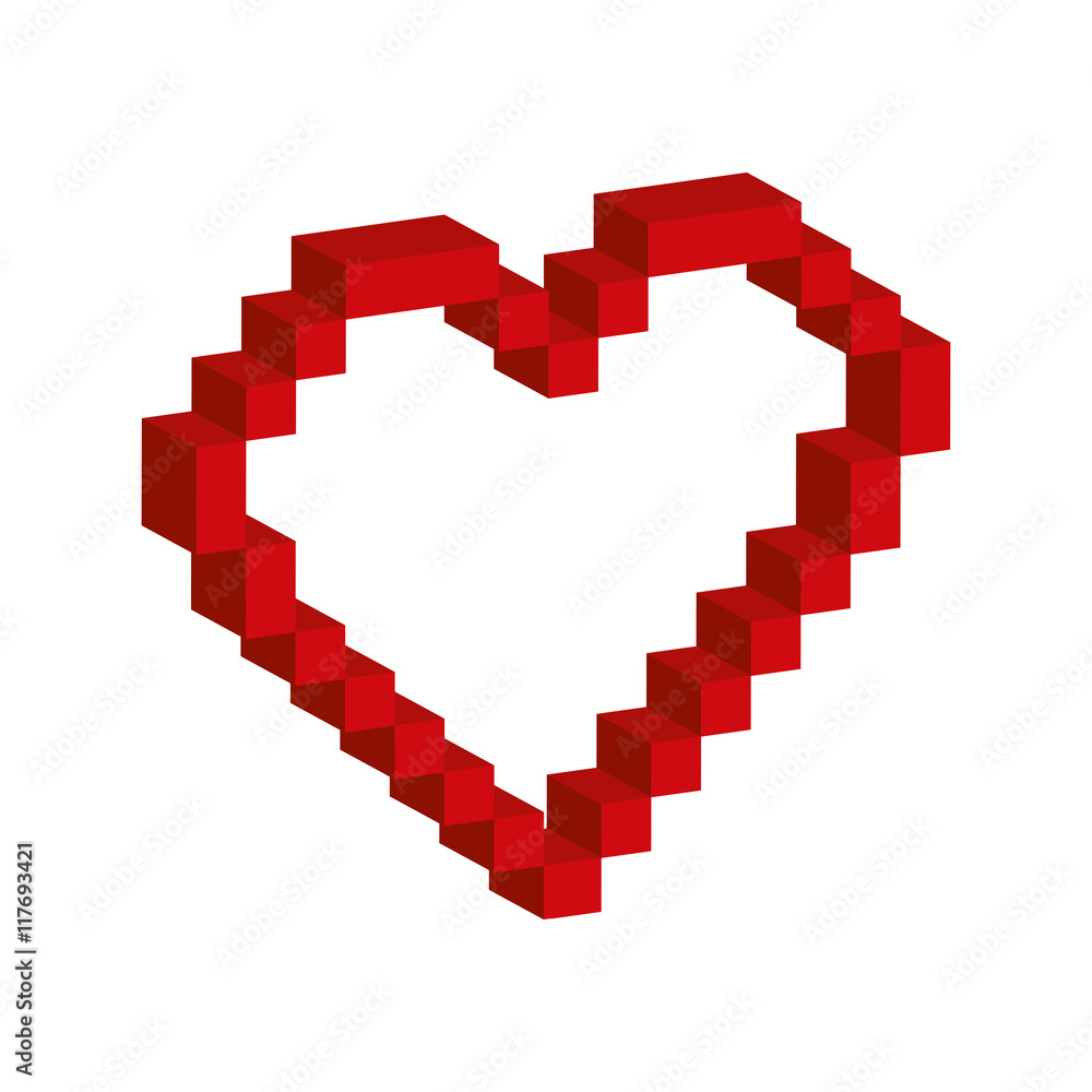 heart pixel love romatic passion icon. Isolated and flat illustration. Vector graphic