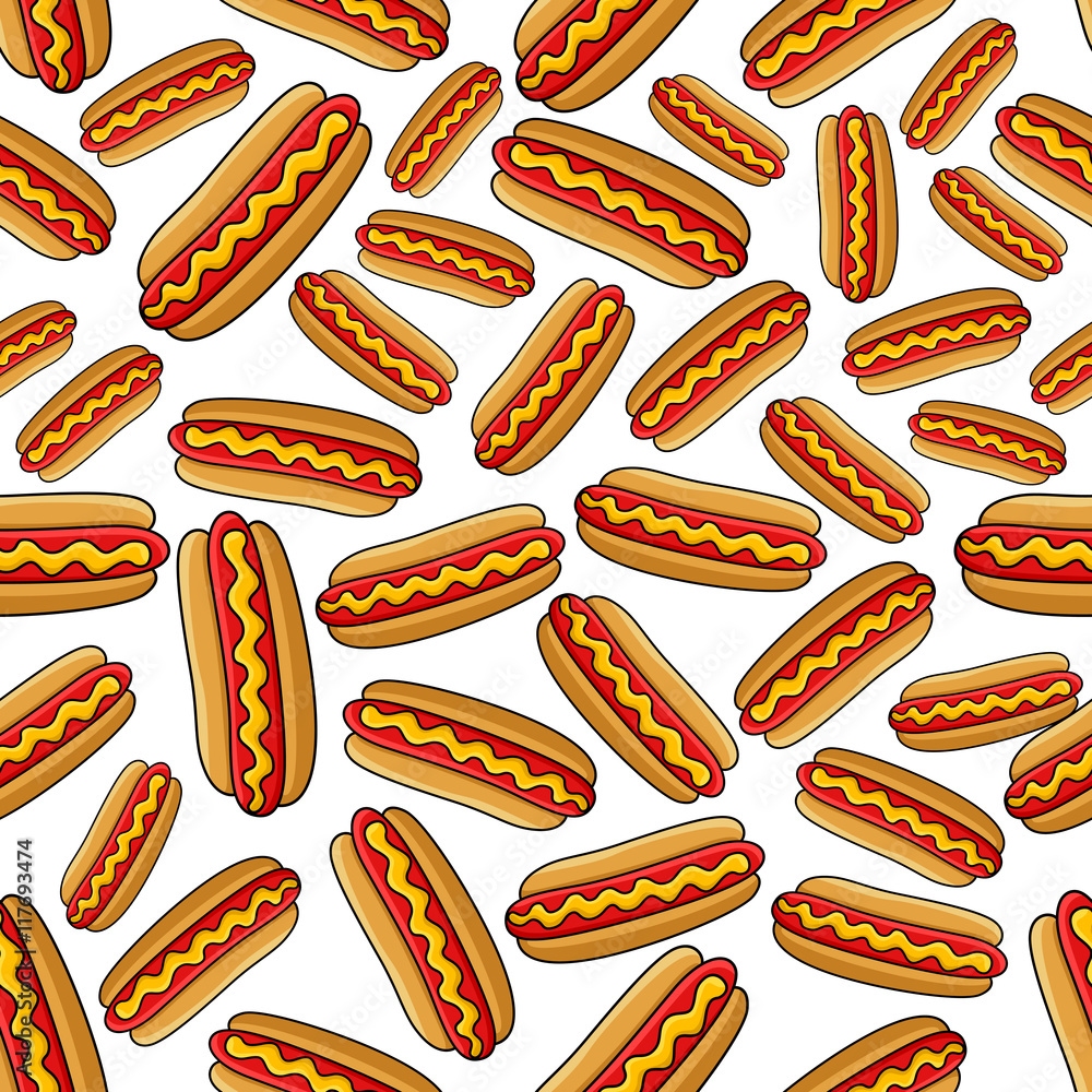 Fast food hot dogs seamless pattern Fast food hot dogs seamless pattern