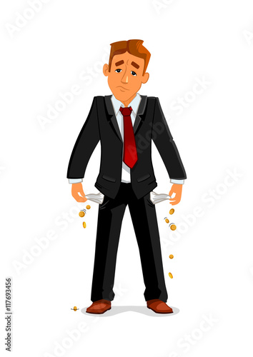 Bankrupt businessman with empty pockets
