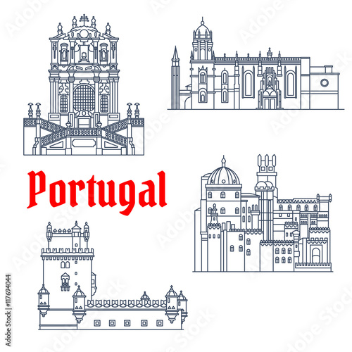 Architectural travel landmarks of Portugal icon