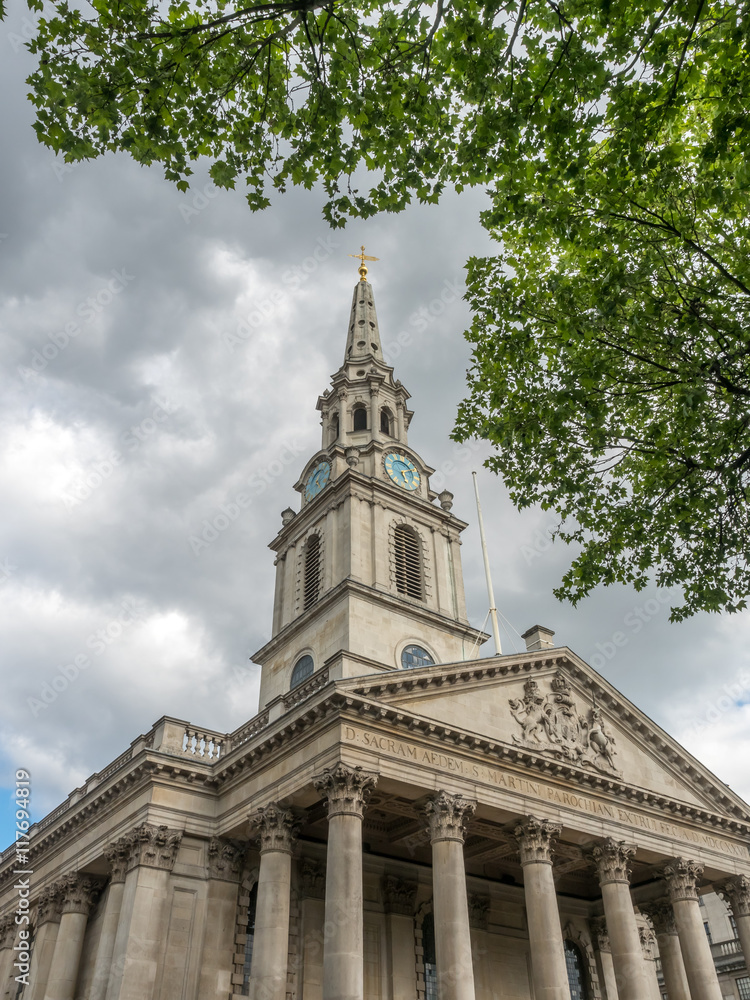 Front view of Saint Martin-in-the-fields church in London