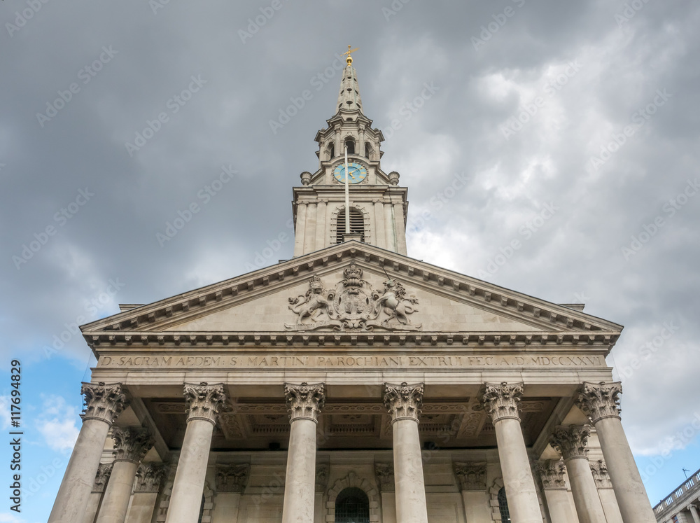 Front view of Saint Martin-in-the-fields church in London