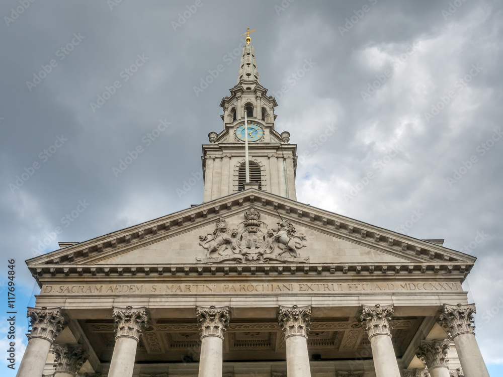 Front view of Saint Martin-in-the-fields church in London