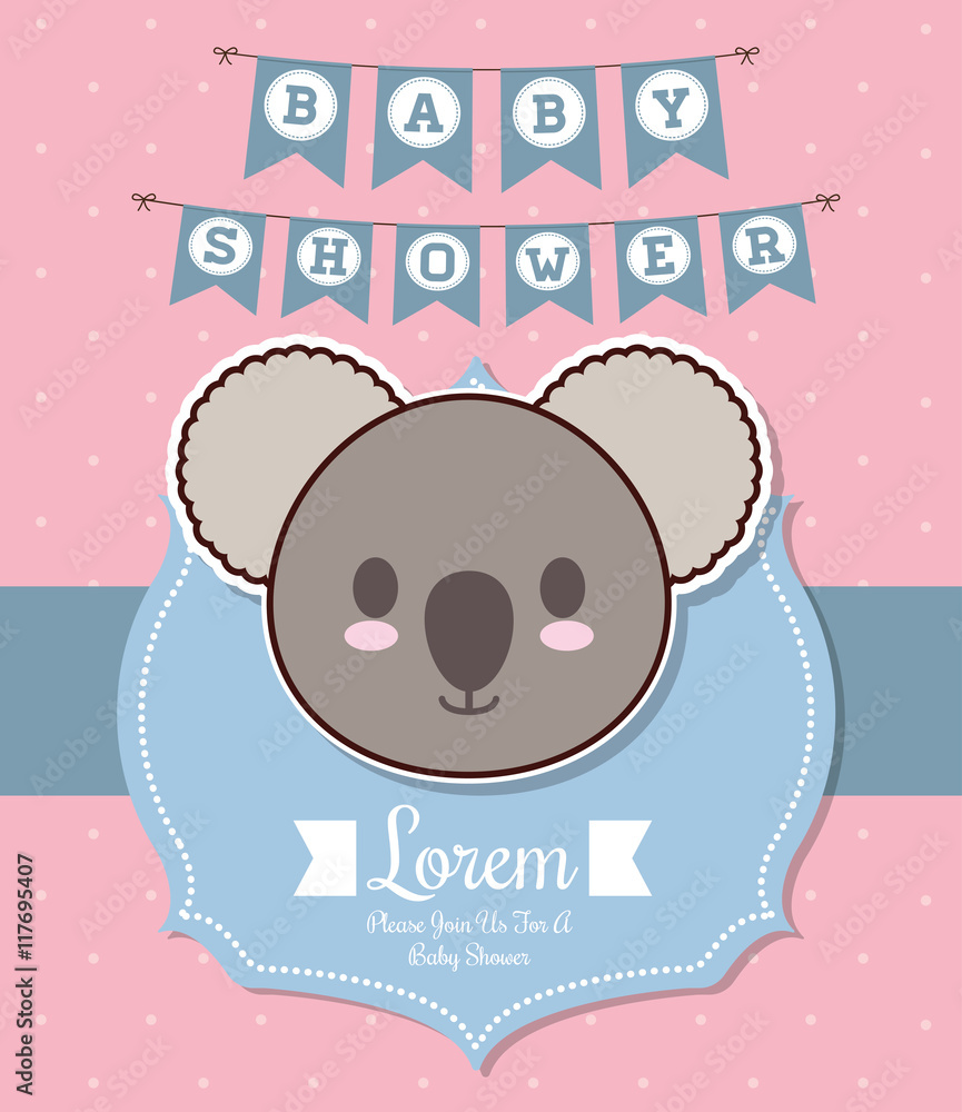 Baby Shower invitation design represented by kawaii koala cartoon ...