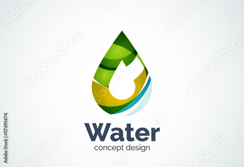 Abstract business company water drop logo template, conservation environmental nature concept