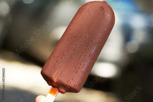 ice cream with chocolate glaze
