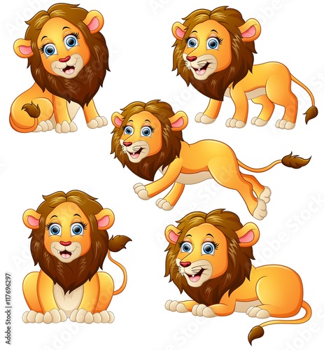 Fototapeta Naklejka Na Ścianę i Meble -  Lion cartoon set collection
