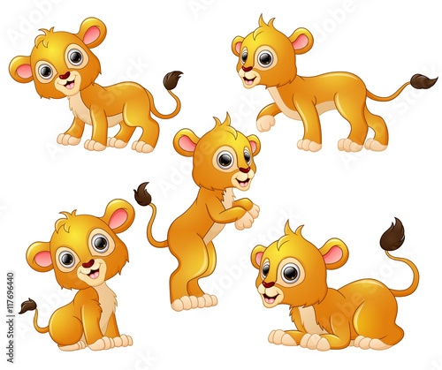 Fototapeta Naklejka Na Ścianę i Meble -  Lion cartoon set collection